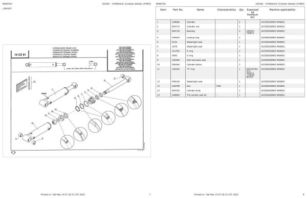 Manitou Telehandler MLT 629 633 730 732 932 LS TURBO SA Parts Catalog 547785 1