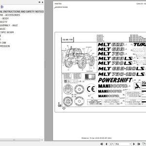 Manitou Telehandler MLT 629 Parts Catalog 547628