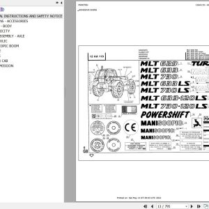 Manitou Telehandler MLT 629 TURBO Parts Catalog 547628