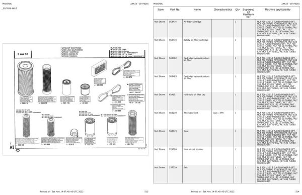 Manitou Telehandler MLT 629 TURBO Parts Catalog 547628 1