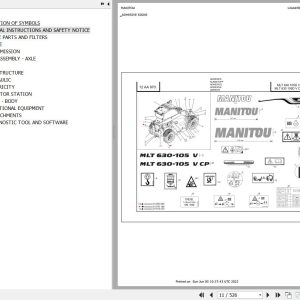 Manitou Telehandler MLT 630 105D V CP ST4 S2 Parts Catalog 647630