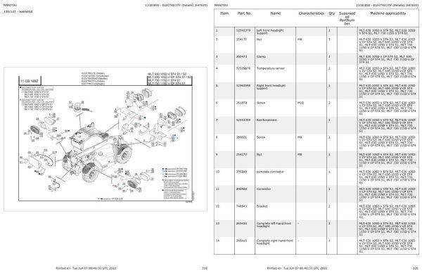 Manitou Telehandler MLT 630 105D V ST4 S2 Parts Catalog 647630 1