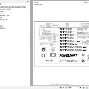Manitou Telehandler MLT 630 120 LSU SB E2 Parts Catalog 547845