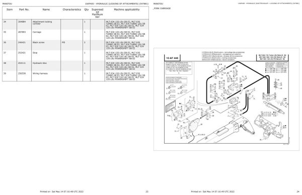 Manitou Telehandler MLT 630 120 LSU SB E2 Parts Catalog 547845 1