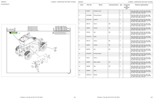 Manitou Telehandler MLT 630 Series MLT 730 Series Parts Catalong 647636 1