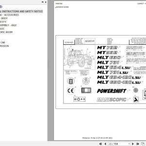Manitou Telehandler MLT 630 TURBO SB E2 Parts Catalog 547845