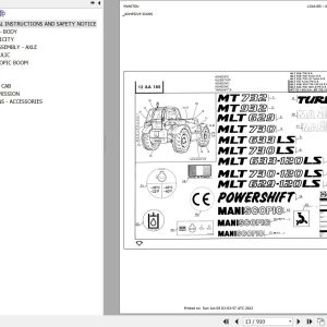 Manitou Telehandler MLT 633 120 LS POWERSHIFT SA Parts Catalog 547814