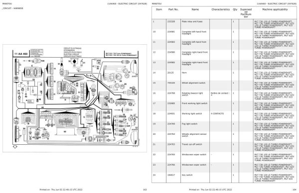 Manitou Telehandler MLT 633 120 LS TURBO POWERSHIFT Parts Catalog 547628 1