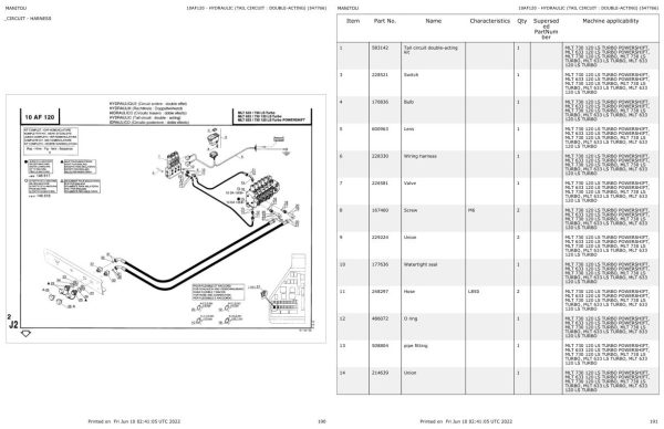 Manitou Telehandler MLT 633 120 LS TURBO Parts Catalog 547628 1