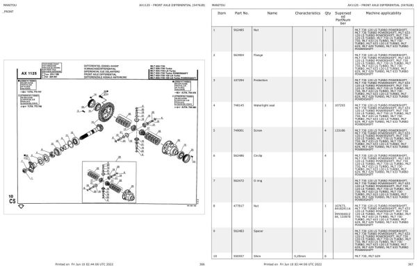 Manitou Telehandler MLT 633 LS TURBO Parts Catalog 547628 1