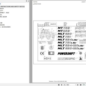 Manitou Telehandler MLT 634 120 LSU POWERSHIFT SB E2 Parts Catalog 547845
