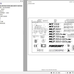 Manitou Telehandler MLT 634 120 LSU SB E2 Parts Catalog 547845