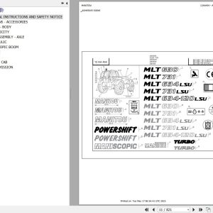 Manitou Telehandler MLT 634 120 LSU SC E2 Parts Catalog 547971