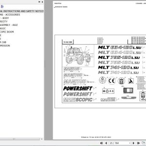 Manitou Telehandler MLT 634 120 LSU SD E3 Parts Catalog 547977