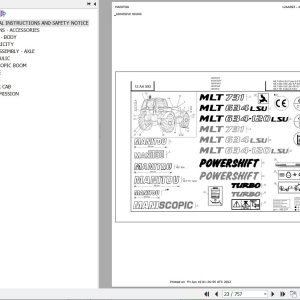 Manitou Telehandler MLT 634 120 LSU SF E3 Parts Catalog 647082