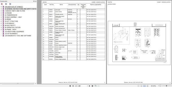 Manitou Telehandler MLT 634 120D ST4 S1 Parts Catalog 647537