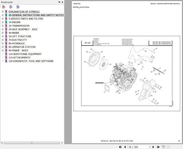 Manitou Telehandler MLT 635 140 V PLUS D ST4 S1 Parts Catalog 647621