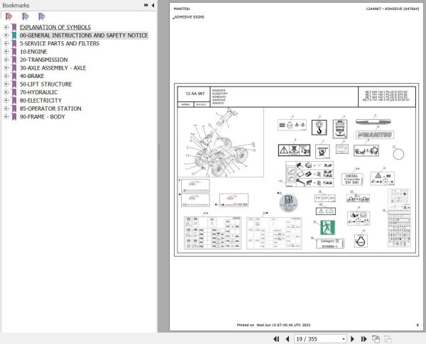 Manitou Telehandler MLT 635 140 V PLUS D ST4 S2 Parts Catalog 647664