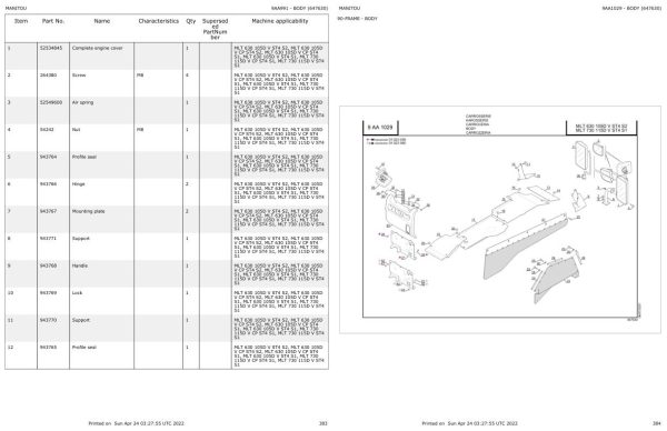 Manitou Telehandler MLT 730 115D V ST4 S1 Parts Catalog 647630 1
