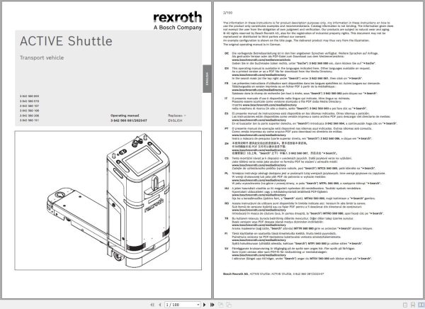 Rexroth Gear Hydraulics Mobile Robotics Operating Assembly Instruction 2.10GB PDF 3