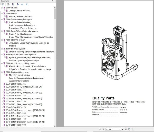 BT Forklift RRE140H to RRE200H Parts Catalog 2018 1