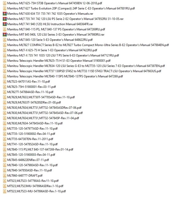 Manitou Telehandler MLT 14.1 GB Repair Manual Operator Manuals Part Manual Update 2021 1