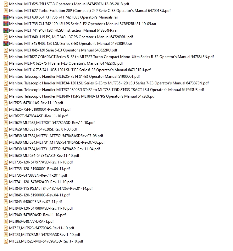 Manitou Telehandler MLT 14.1 GB Repair Manual Operator Manuals Part Manual Update 2021 1
