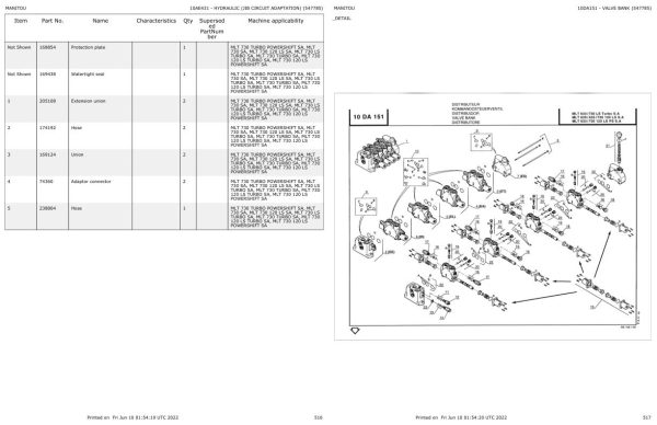 Manitou Telehandler MLT 730 120 LS TURBO SA Parts Catalog 547785 1