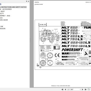 Manitou Telehandler MLT 730 LS TURBO Parts Catalog 547628