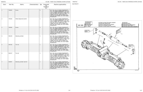 Manitou Telehandler MLT 730 LS TURBO Parts Catalog 547628 1