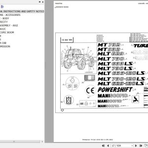 Manitou Telehandler MLT 730 LS TURBO SA Parts Catalog 547785