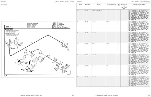 Manitou Telehandler MLT 730 SA Parts Catalog 547785 1