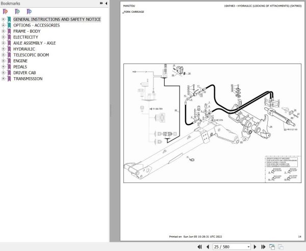Manitou Telehandler MLT 731 TURBO LSU SB E2 USA Parts Catalog 547903