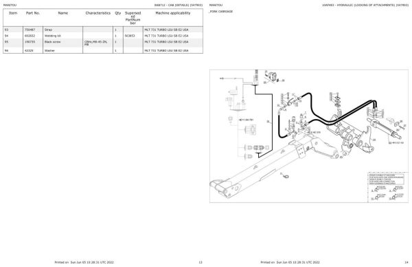 Manitou Telehandler MLT 731 TURBO LSU SB E2 USA Parts Catalog 547903 1