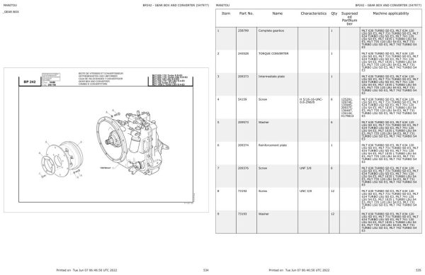 Manitou Telehandler MLT 731 TURBO LSU SD E3 Parts Catalog 547977 1