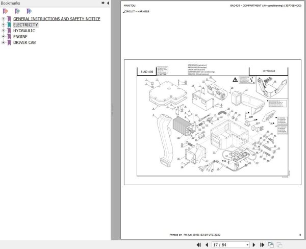 Manitou Telehandler MLT 731 TURBO LSU SF E3 Parts Catalog 307768MOD