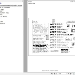 Manitou Telehandler MLT 731 TURBO SC E2 Parts Catalog 547971