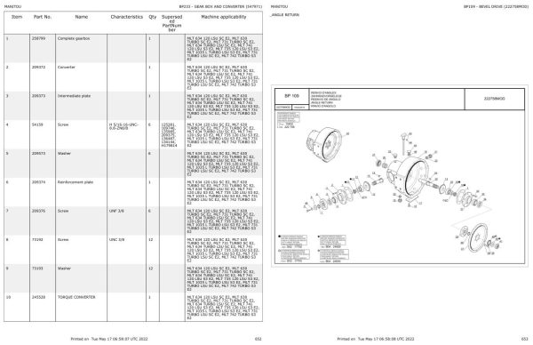 Manitou Telehandler MLT 731 TURBO SC E2 Parts Catalog 547971 1