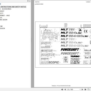 Manitou Telehandler MLT 731 TURBO SF E3 Parts Catalog 647082