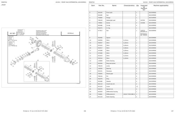 Manitou Telehandler MLT 731 TURBO SF E3 Parts Catalog 647082 1