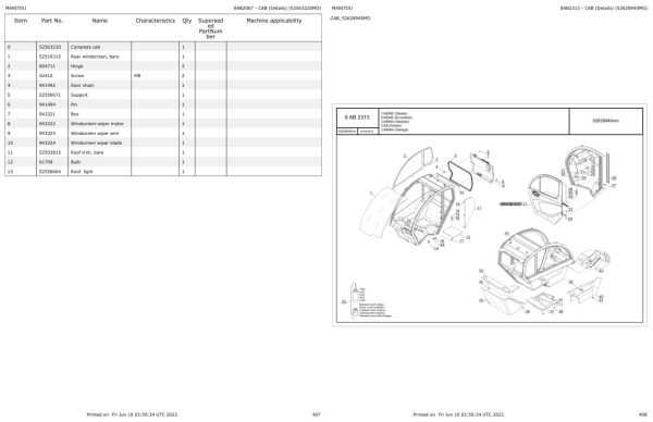 Manitou Telehandler MLT 733 115 D ST4 S3 TRACT Parts Catalog 647663 1