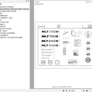 Manitou Telehandler MLT 735 100 H ST3B Parts Catalog 648834
