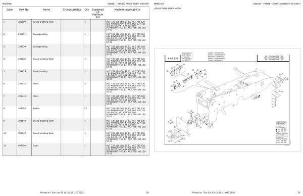 Manitou Telehandler MLT 735 100 LSU S7 E3 Parts Catalog 647387 1