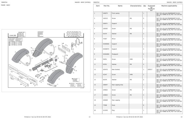 Manitou Telehandler MLT 735 120 LSU POWERSHIFT S2 E2 Parts Catalog 547852 1