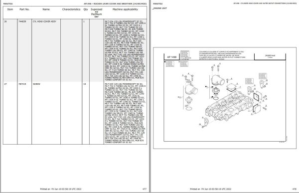 Manitou Telehandler MLT 735 120 LSU POWERSHIFT S3 E2 Parts Catalog 547971 1