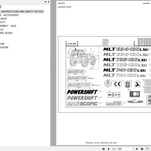 Manitou Telehandler MLT 735 120 LSU POWERSHIFT S4 E3 Parts Catalog 547977