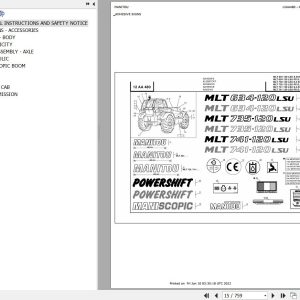 Manitou Telehandler MLT 735 120 LSU S4 E3 Parts Catalog 547977