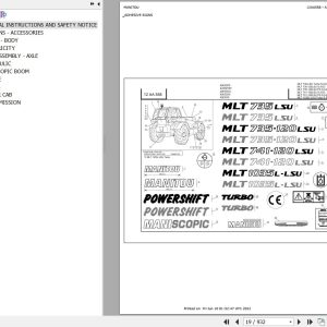 Manitou Telehandler MLT 735 120 LSU S5 E3 Parts Catalog 647056