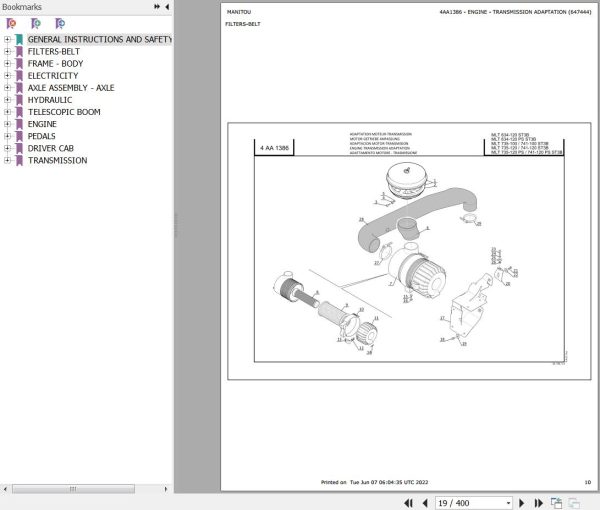 Manitou Telehandler MLT 735 120 POWERSHIFT ST3B Parts Catalog 647444