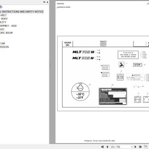 Manitou Telehandler MLT 735 H S2 E3 Parts Catalog 648617